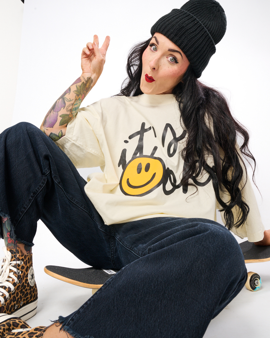 IT'S OK OVERSIZED HEAVYWEIGHT TEE IN CREAM
