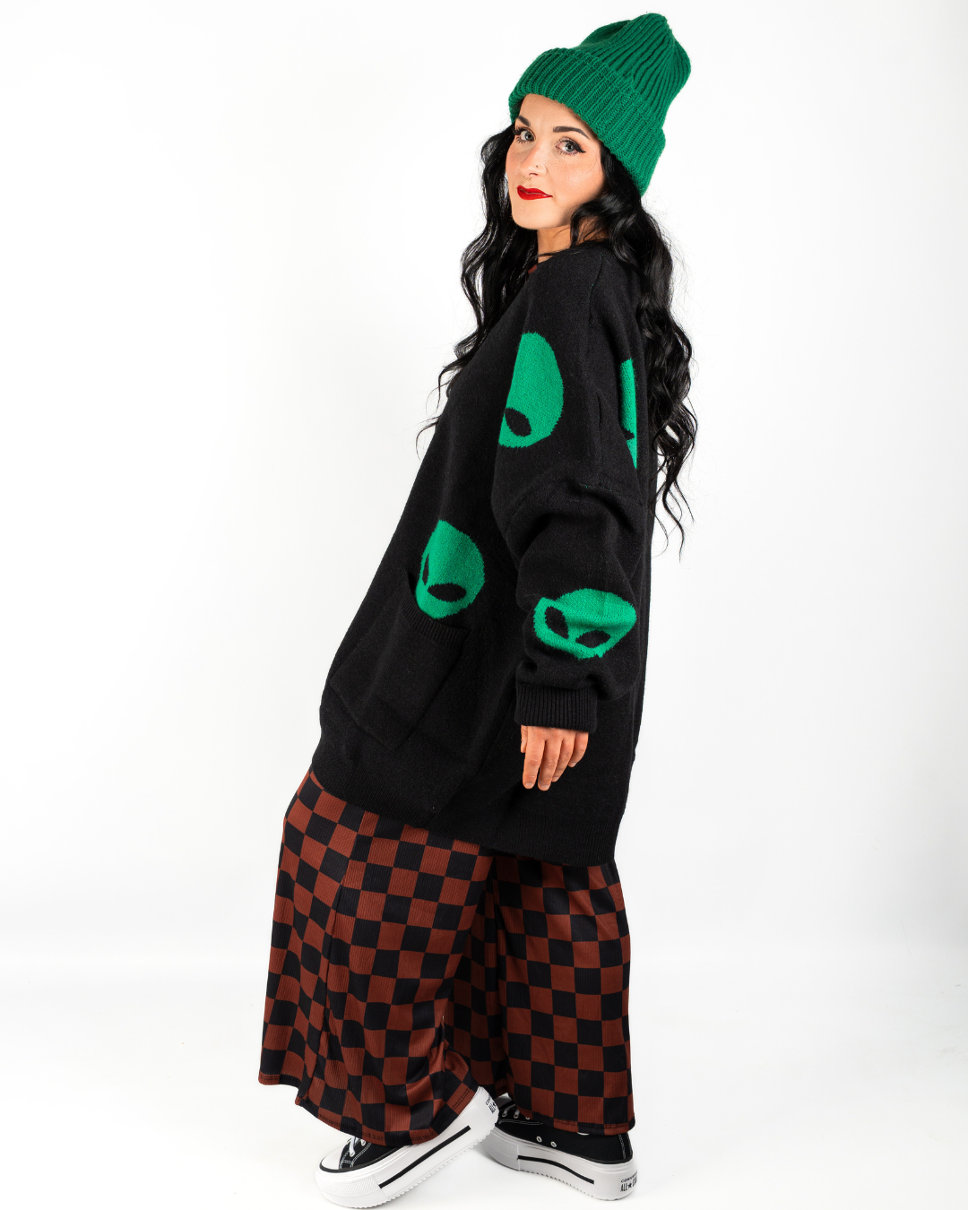 ALIEN DRIP EXTEME OVERSIZED CARDIGAN IN BLACK