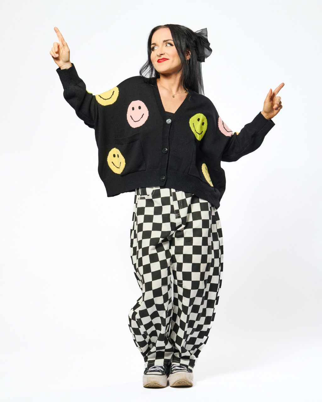 DEAD HAPPY SMILEY CARDIGAN IN BLACK