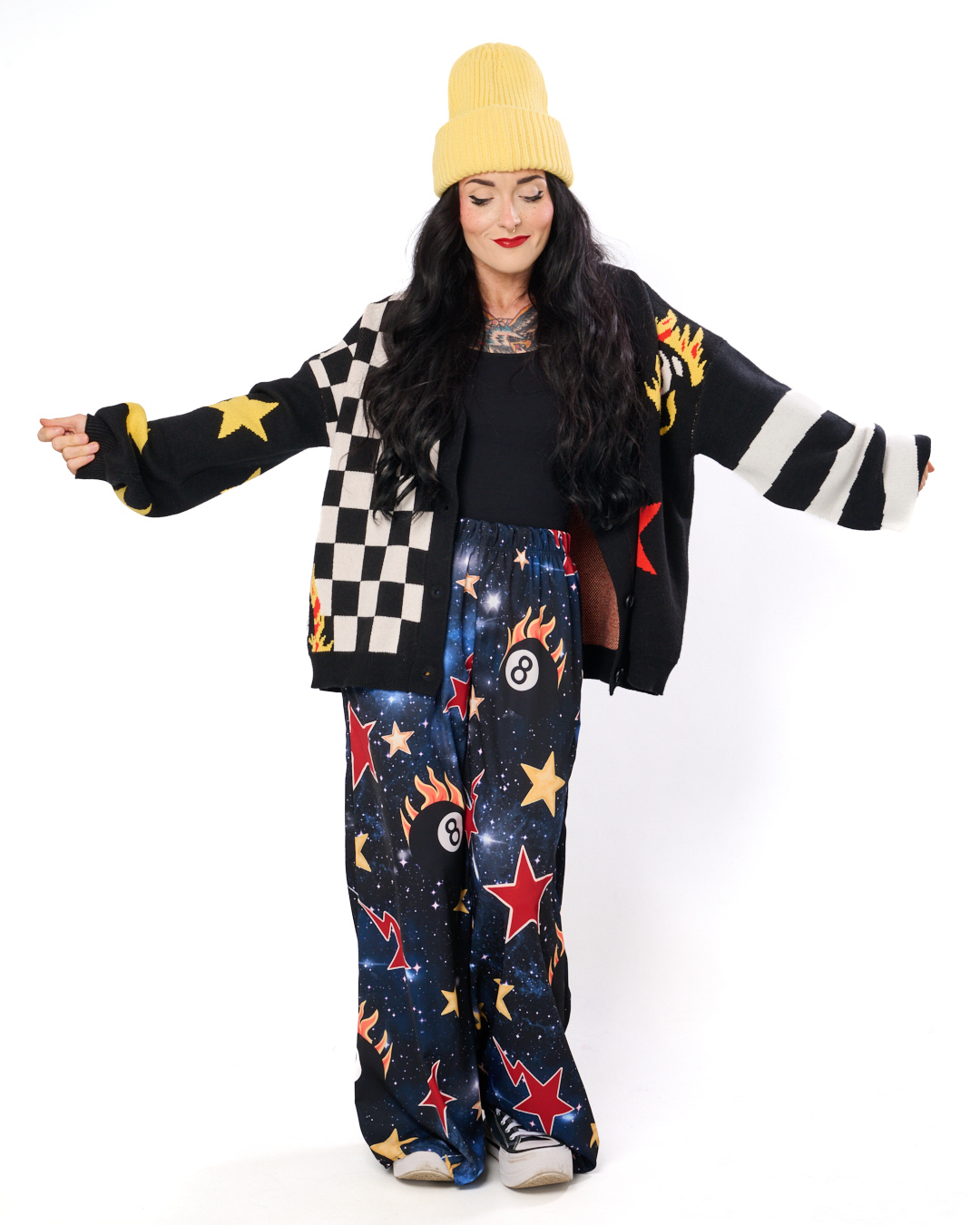 GALAXY CLASH SATIN SPLIT PANTS