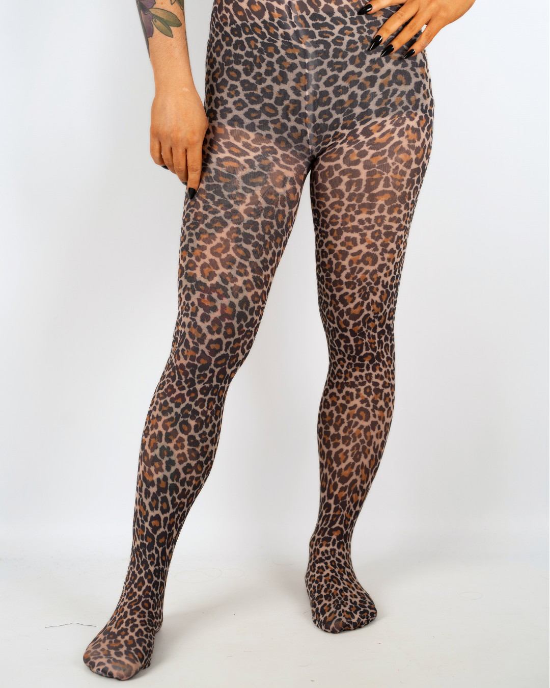LEOPARD LEGS PRINTED TIGHTS IN BROWN