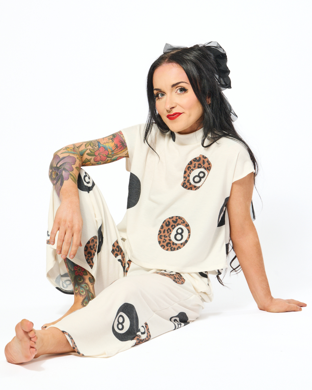 LEOPARD LUCK TWO PIECE LOUNGE SET IN IVORY