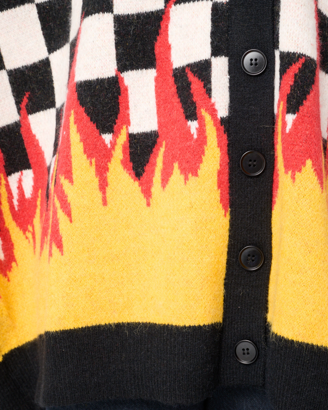 MY EMO FLAME OVERSIZED CHECKERBOARD CARDIGAN