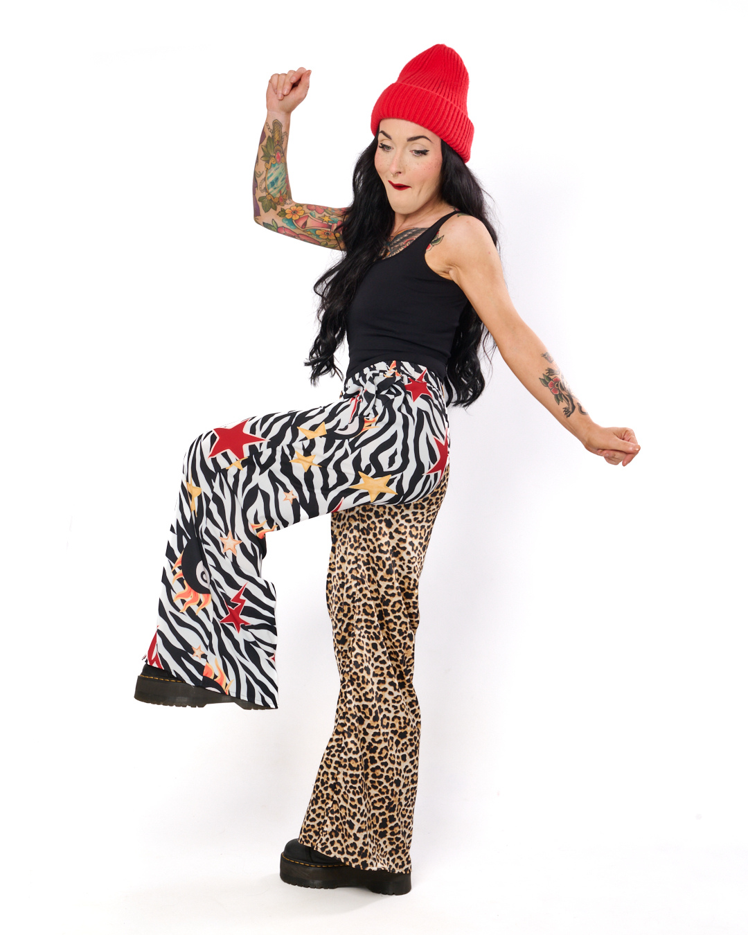 ZEBRA CLASH SATIN SPLIT PANTS