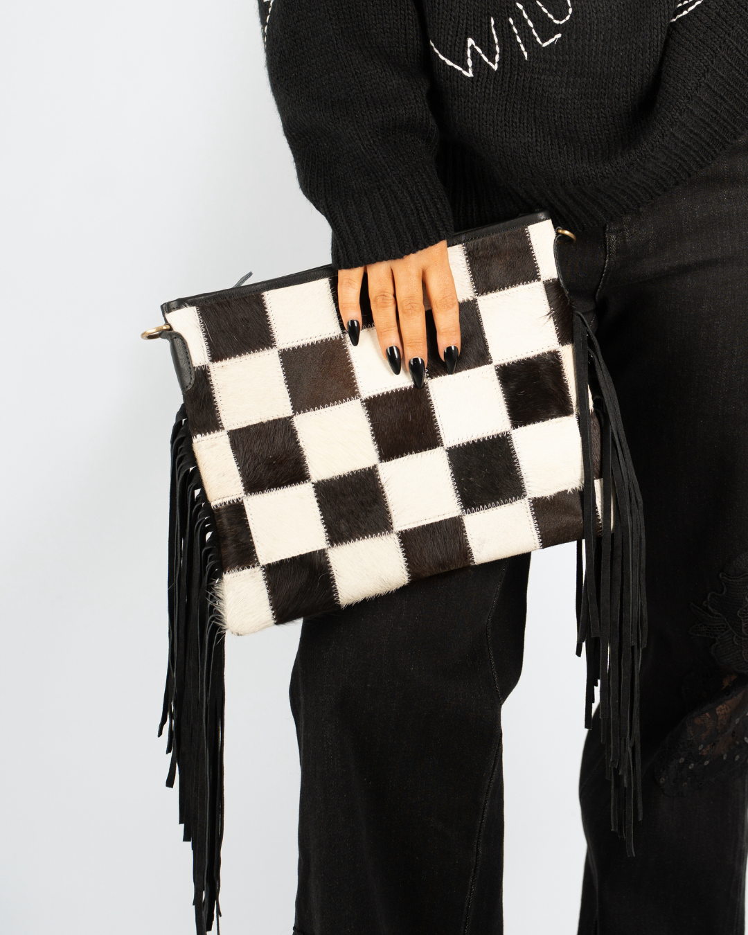 TEXAN CHECKERED COWHIDE PURSE