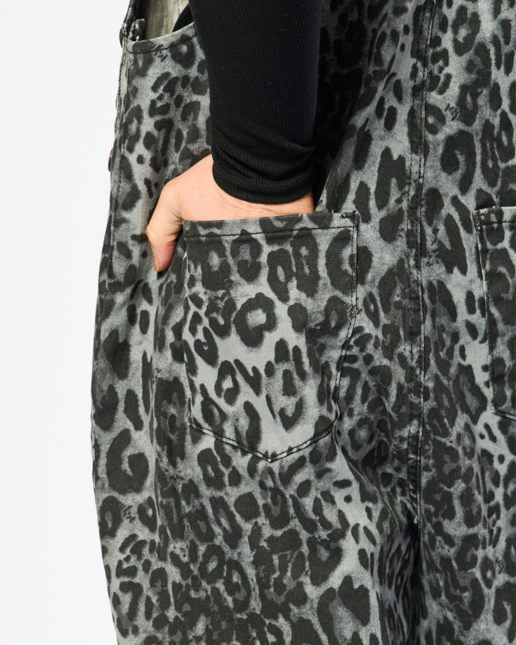 WILD GREY LEOPARD OVERALLS