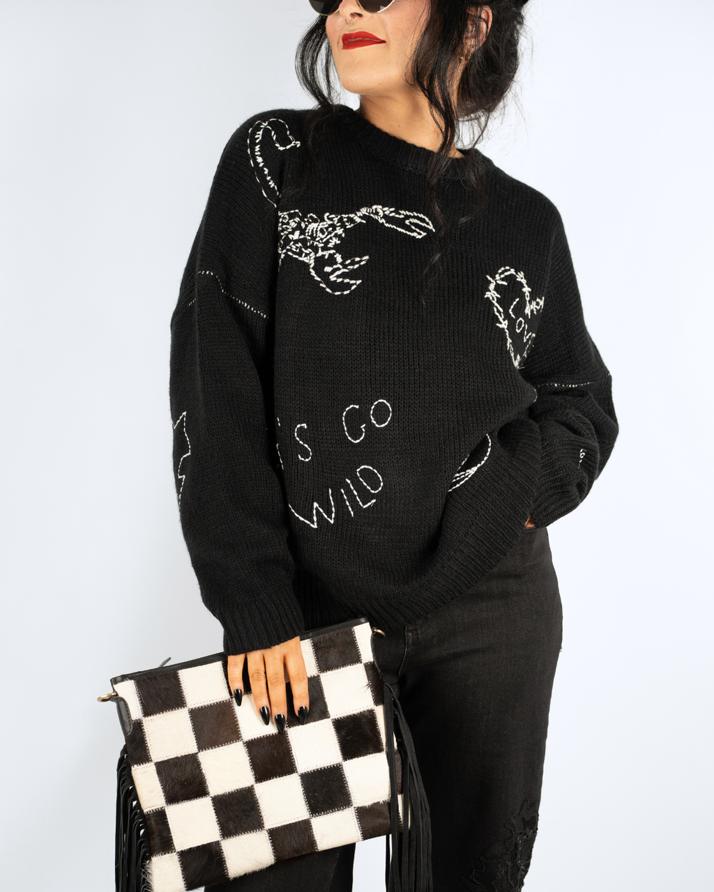 DIRTY DARLING LACE PATCHWORK JEANS IN BLACK