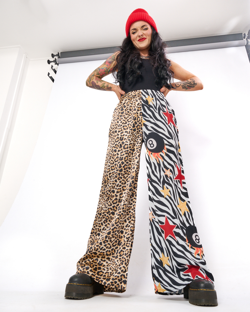 ZEBRA CLASH SATIN SPLIT PANTS