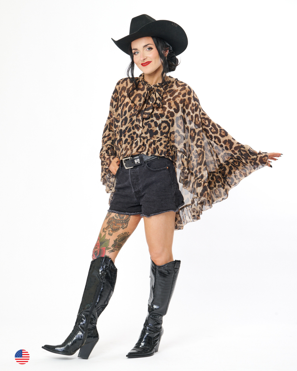 WILDPRINT RUFFLE BLOUSE IN LEOPARD
