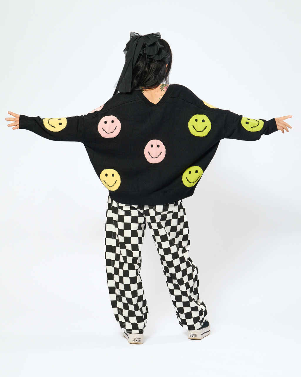 DEAD HAPPY SMILEY CARDIGAN IN BLACK