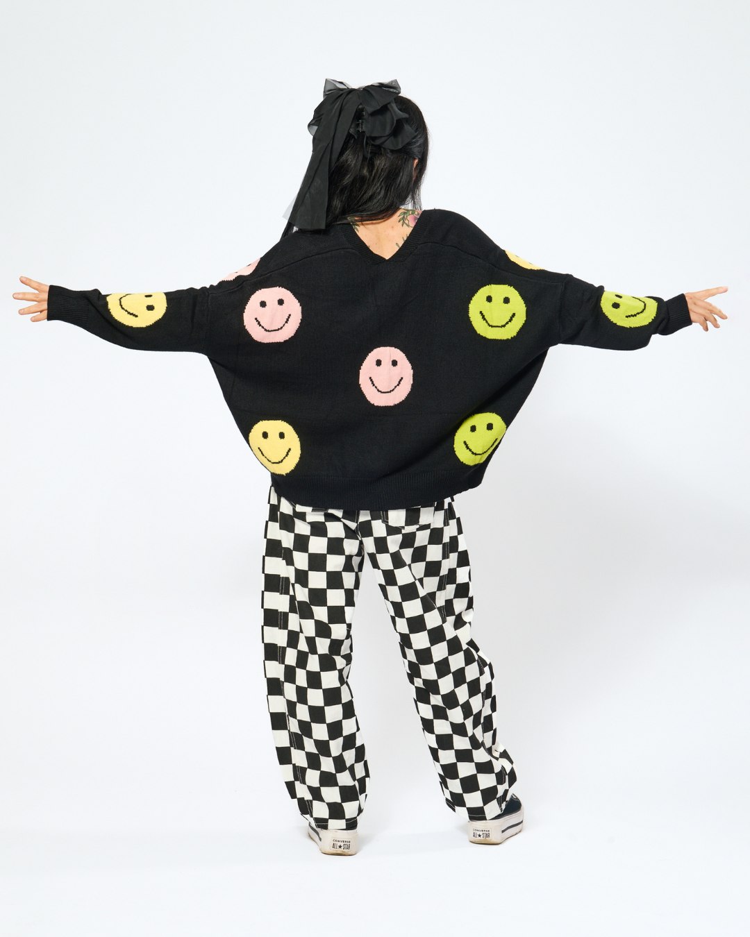 DEAD HAPPY SMILEY CARDIGAN IN BLACK