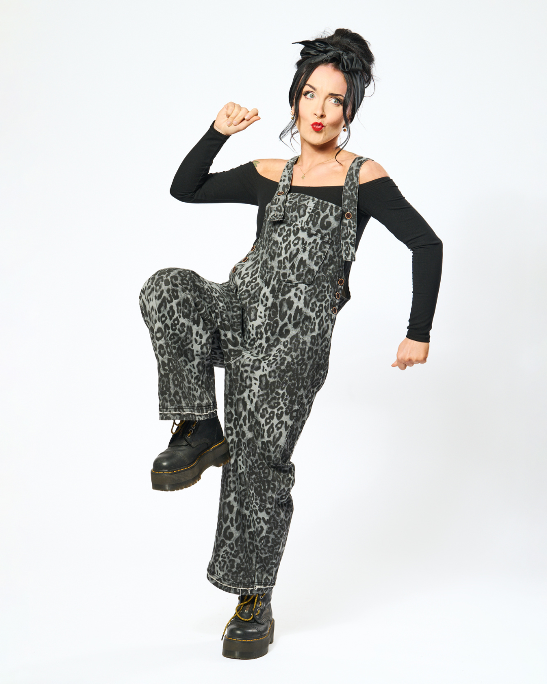 WILD GREY LEOPARD OVERALLS