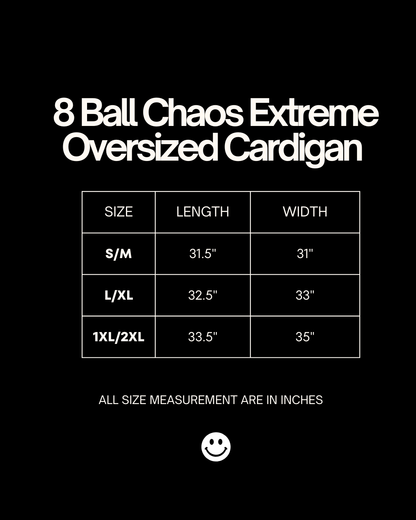 8 BALL CHAOS EXTREME OVERSIZED CARDIGAN IN MUSTARD + CHAROCAL