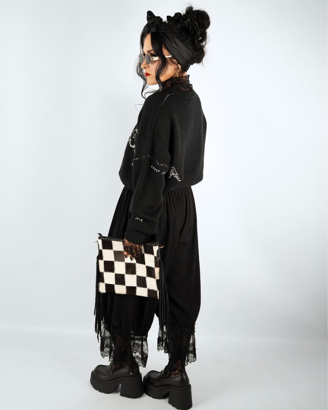 TEXAN CHECKERED COWHIDE PURSE