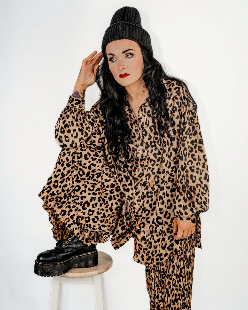 SATIN LEOPARD PRINT MATCHING SET