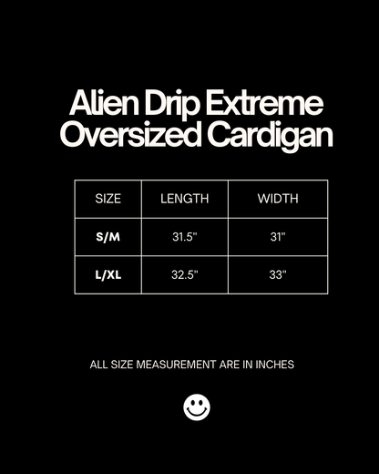 ALIEN DRIP EXTEME OVERSIZED CARDIGAN IN BLACK