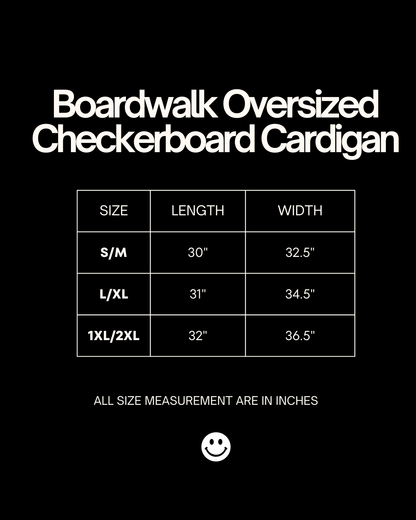 BOARDWALK OVERSIZED CHECKERBOARD CARDIGAN IN PINK + GREEN