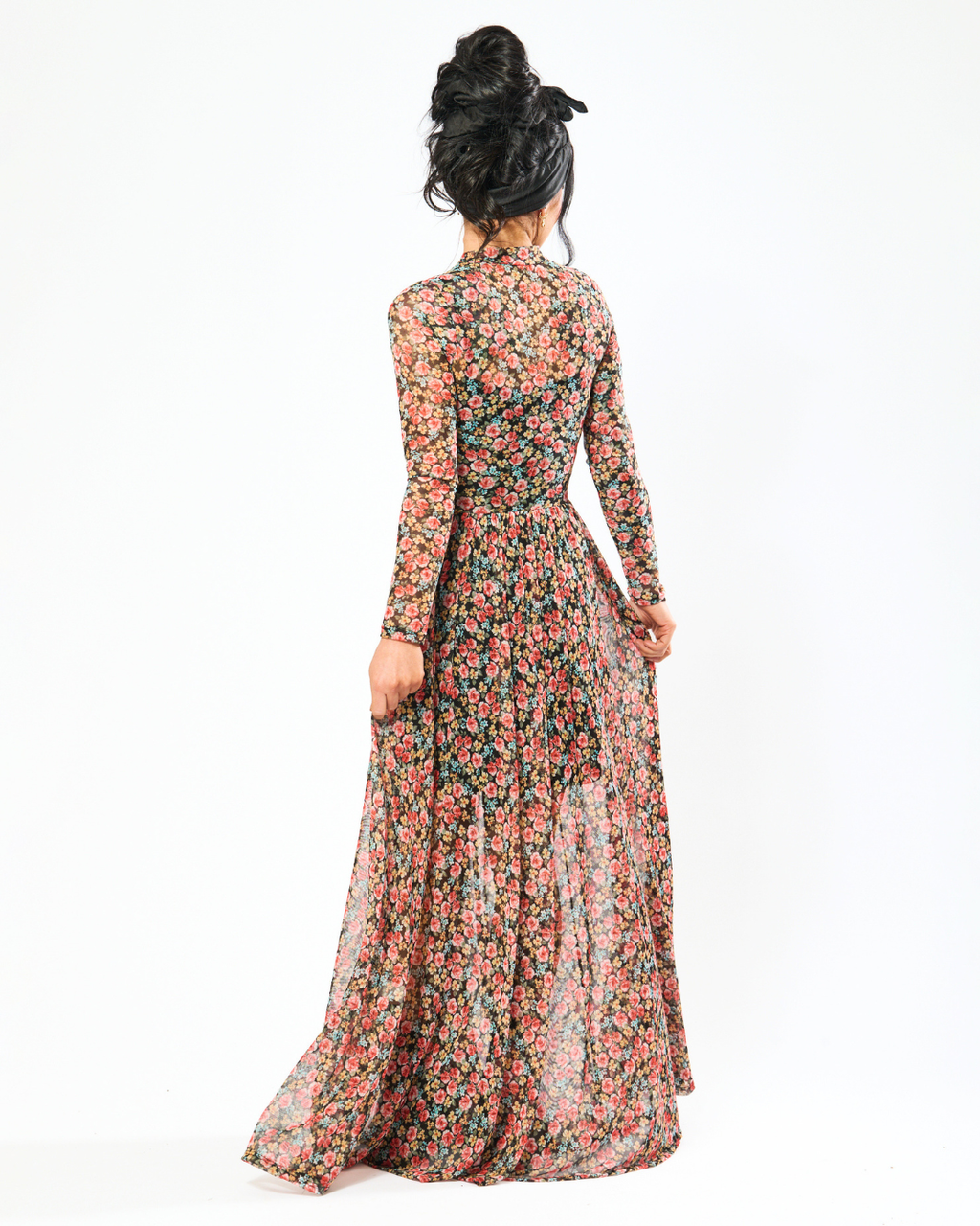 FERAL FLORAL MESH MAXI DRESS