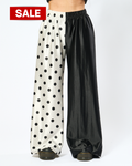 SPLIT DECISION POLKA DOT PANTS IN BLACK + WHITE