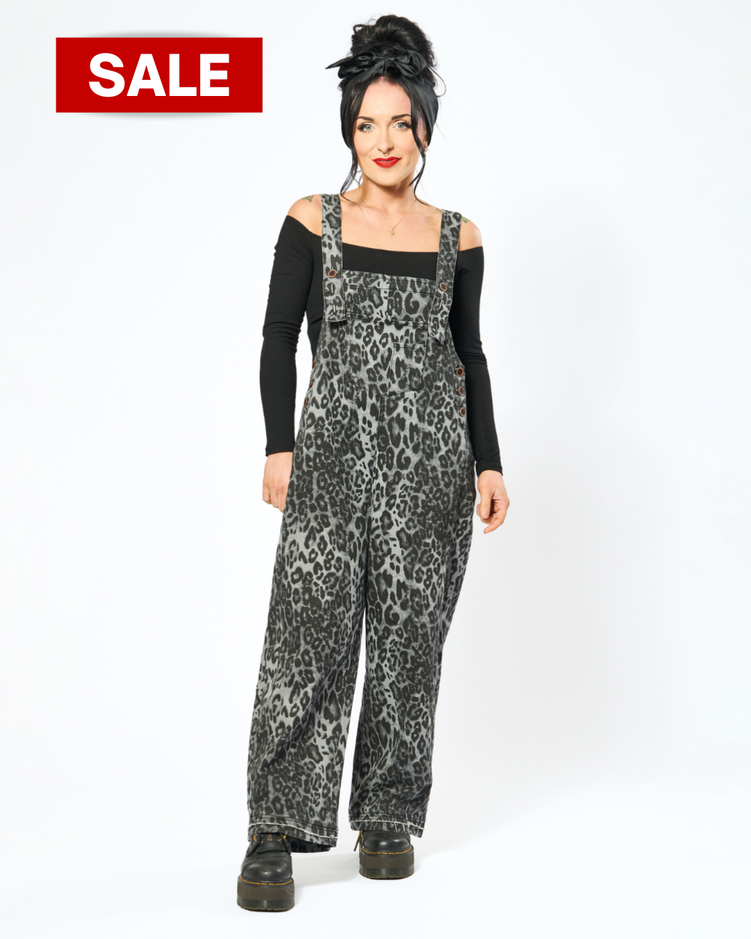 WILD GREY LEOPARD OVERALLS