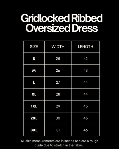 GRIDLOCKED RIBBED OVERSIZED DRESS IN MOCHA + BLACK