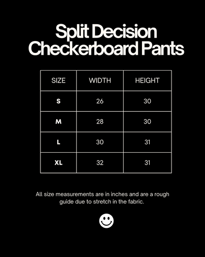 SPLIT DECISIONS CHECKERBOARD PANTS IN TEAL + BROWN
